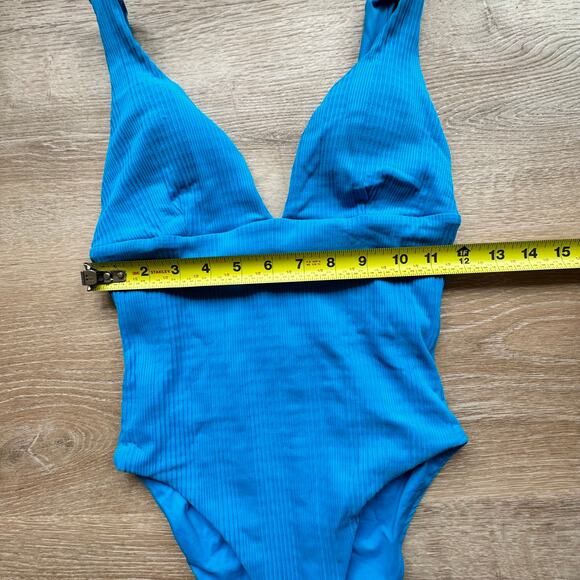 L*Space Blue Plunging V-Neck One Piece Swimsuit - Picture 6 of 6